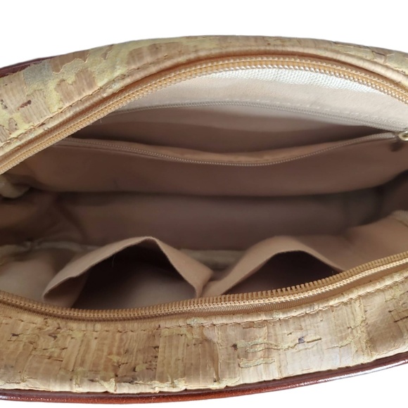 We Are Portugal Natural Cork Patchwork Crossbody Purse Brown Strap - Picture 7 of 10